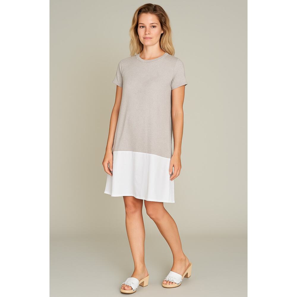Hubert Gasser Jersey Top Dress in Tan/White